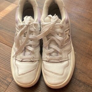 New Balance  550 White and Light Purple Sneakers